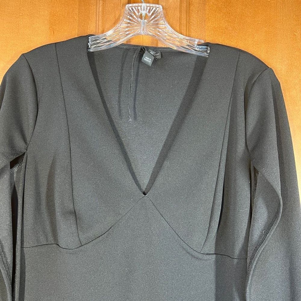 River Island London Black Cape Split Sleeve Bodycon Mini Dress Size US 8 UK 12 - Picture 5 of 11